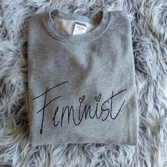Feminist Grey Jerzees NuBlend Sweatshirt Sz M - Picture 6 of 6